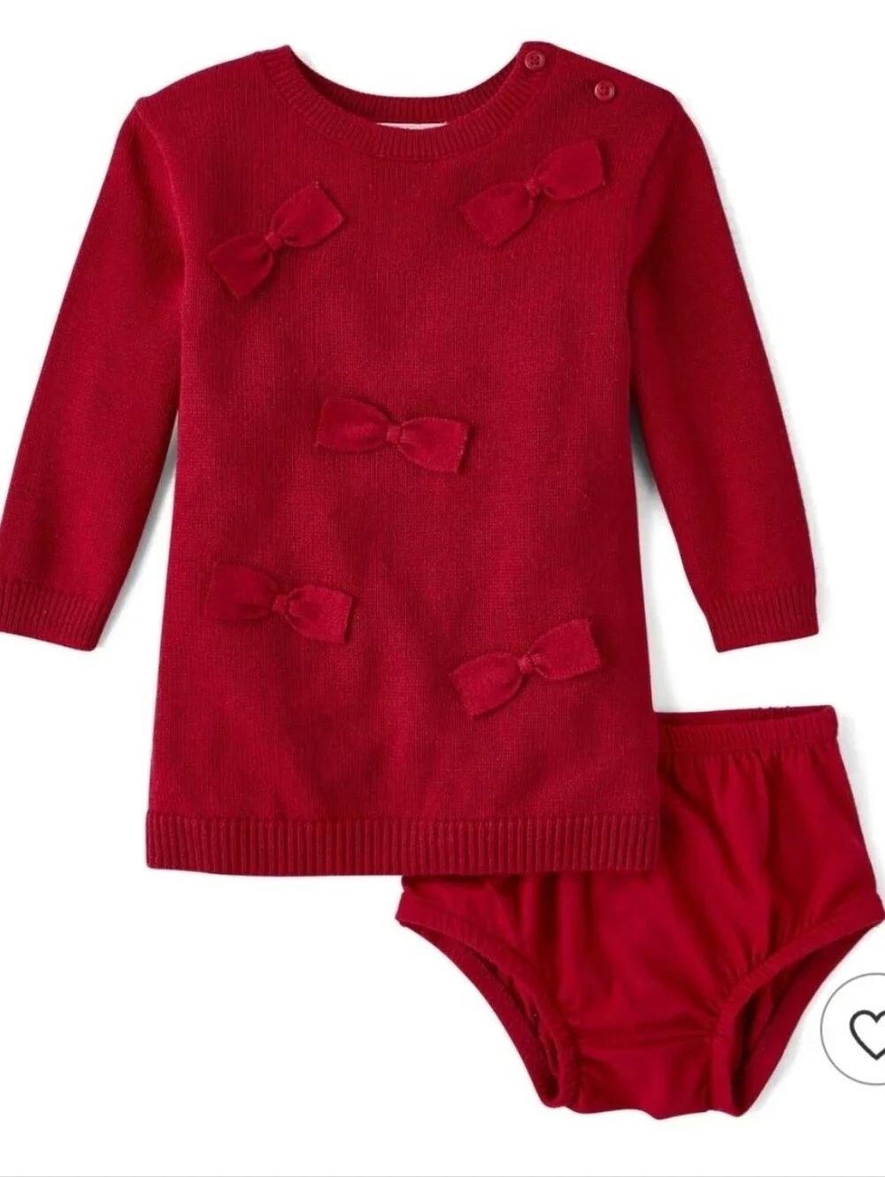 Children's Place Girls Red Knit Baby Dress with Bows Size 6-9 mo NWT - Picture 2 of 9